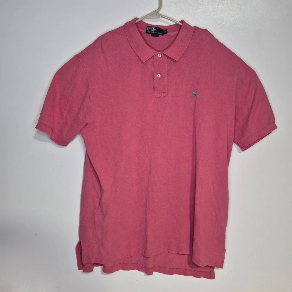 Polo Ralph Lauren Polo Shirt‎ Mens XL Pink Short Sleeve Pique Cotton Pony Logo